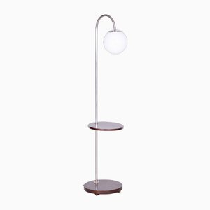 Bauhaus Floor Lamp in Beech and Chrome, Former Czechoslovakia, 1930s-WHY-1705978