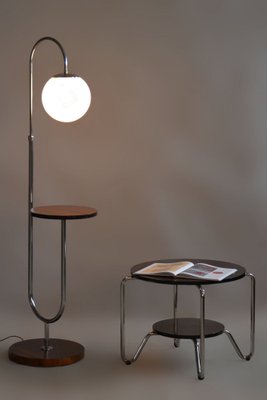 Bauhaus Floor Lamp in Walnut and Chrome, 1930s-WHY-1723755