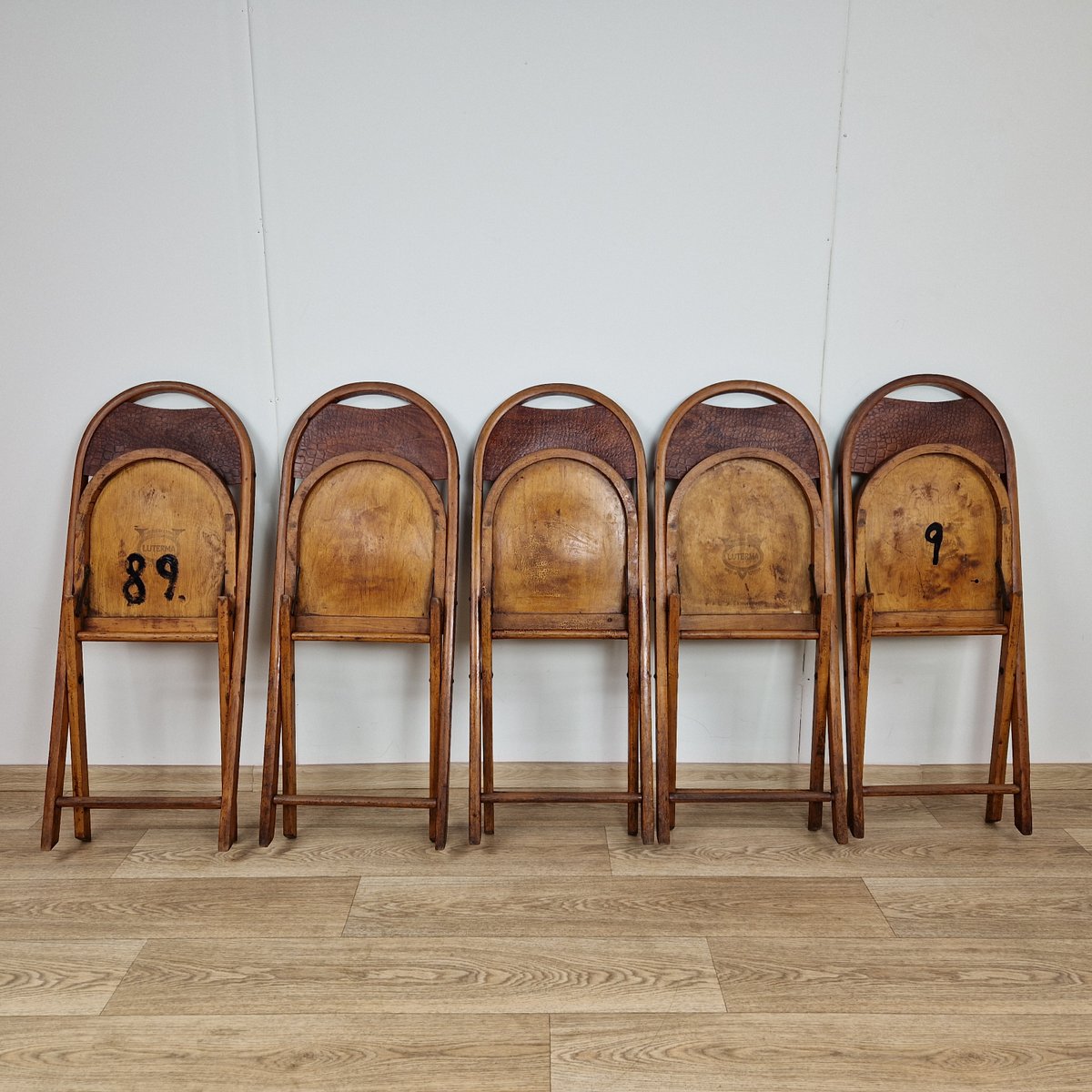 Bauhaus Folding Chairs with Crocodile Pattern by Luterma, 1920s, Set of 5