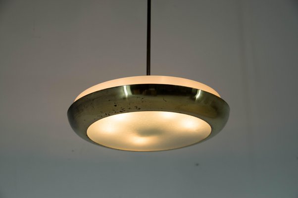 Bauhaus Functionalist Brass Chandelier from UFO, 1930s-TZ-1388950