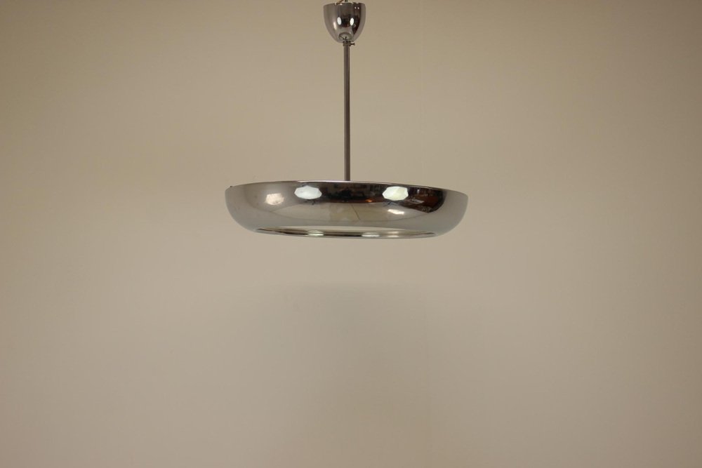 Bauhaus / Functionalist Chrome UFO Pendant Light attributed to Napako, 1930s