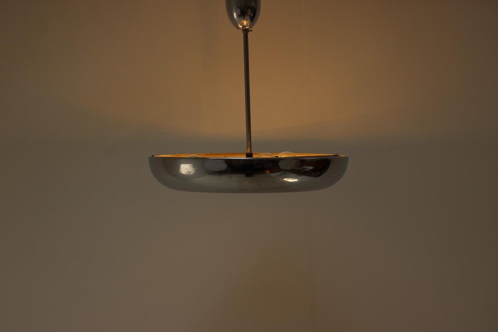 Bauhaus / Functionalist Chrome UFO Pendant Light attributed to Napako, 1930s