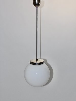 Bauhaus German Opaline Glass Ball Ceiling Lamp, 1930s-NB-724297