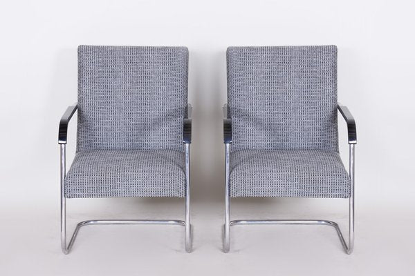 Bauhaus Grey Tubular Armchairs attributed to Anton Lorenz for Mücke Melder, 1930s, Set of 2-WHY-1767475