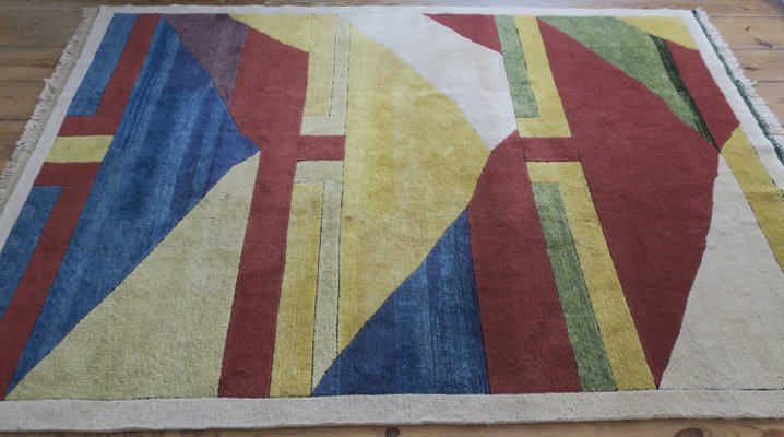 Bauhaus Hand-Knotted Rug in Natural Colours, 1970s-ED-2033257