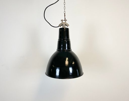 Bauhaus Industrial Black Enamel Ceiling Lamp, 1930s-CGF-868659