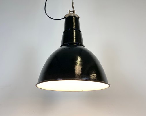 Bauhaus Industrial Black Enamel Ceiling Lamp, 1930s-CGF-868659