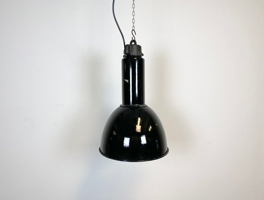 Bauhaus Industrial Black Enamel Pendant Lamp from Elektrosvit, 1960s-CGF-868269