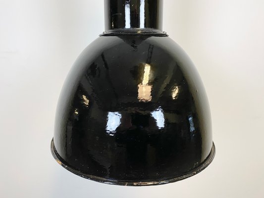 Bauhaus Industrial Black Enamel Pendant Lamp from Elektrosvit, 1960s-CGF-868269