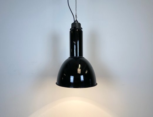 Bauhaus Industrial Black Enamel Pendant Lamp from Elektrosvit, 1960s-CGF-868269