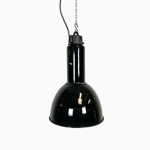 Bauhaus Industrial Black Enamel Pendant Lamp from Elektrosvit, 1960s-CGF-868269