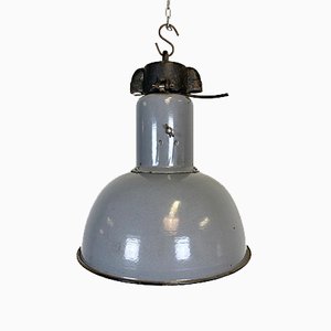 Bauhaus Industrial Grey Enamel Ceiling Lamp, 1930s-CGF-870405