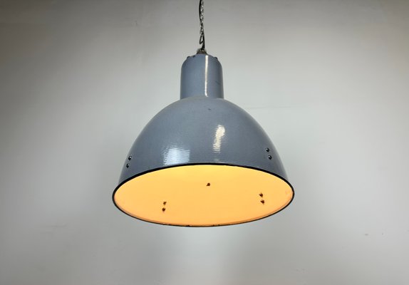 Bauhaus Industrial Grey Enamel Pendant Lamp, 1950s-CGF-1423038