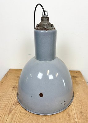 Bauhaus Industrial Grey Enamel Pendant Lamp, 1950s-CGF-1423038