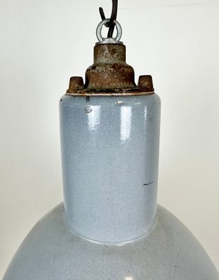 Bauhaus Industrial Grey Enamel Pendant Lamp, 1950s-CGF-1423038