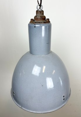 Bauhaus Industrial Grey Enamel Pendant Lamp, 1950s-CGF-1423038