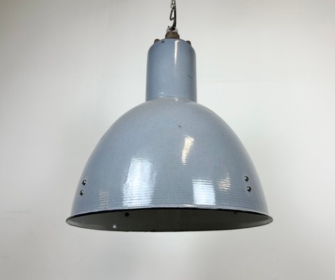 Bauhaus Industrial Grey Enamel Pendant Lamp, 1950s-CGF-1423038