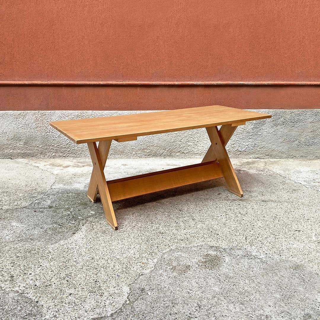 Bauhaus Italian Solid Wood Crate Table by Gerrit Rietveld for Cassina, 1980s