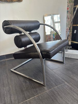 Bauhaus Leather Armchair with Chrome-Plated Tube Frame, 1970s-SEI-2035420