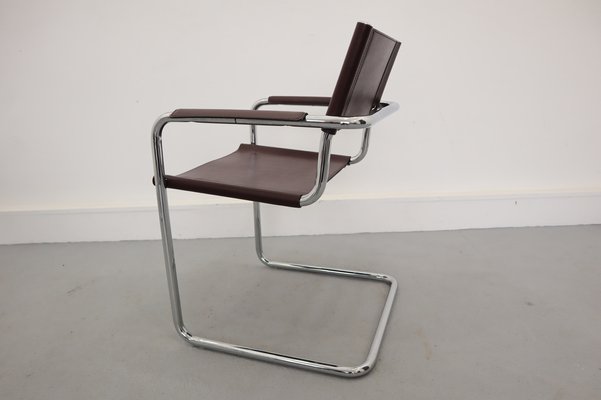 Bauhaus Leather Model MG5 Cantilever Chairs by Centro Studi for Matteo Grassi, 1970, Set of 4-JWH-1028324