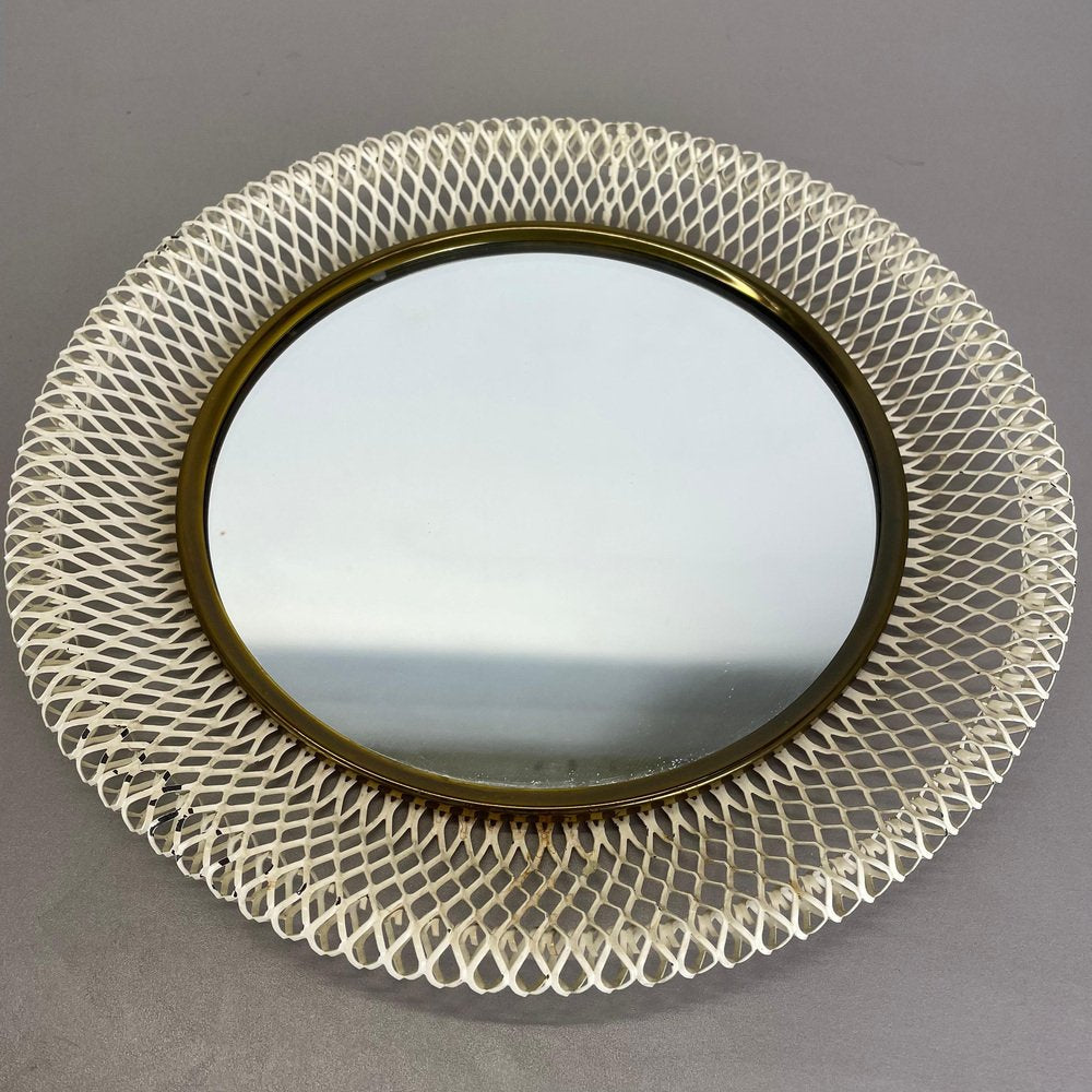 Bauhaus Metal Wall Mirror in the style of Mategot, France, 1950s