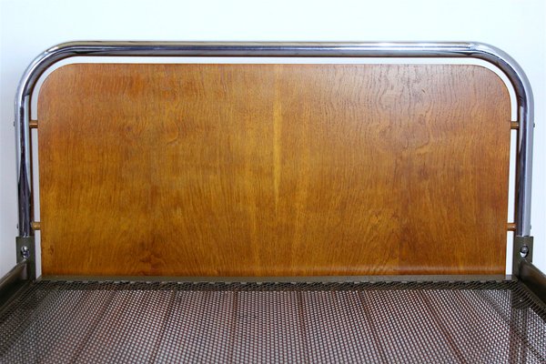 Bauhaus Oak & Tubular Steel Beds, 1940s, Set of 2-WVS-1767689