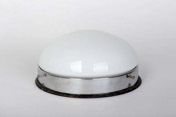 Bauhaus Opaline Glass Ceiling Lamp, 1930s-VHD-1004715