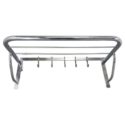 Bauhaus or Functionalist Chrome Wall Coat Hanger, 1930s-TZ-1441681