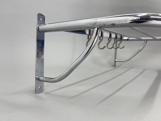 Bauhaus or Functionalist Chrome Wall Coat Hanger, 1930s-TZ-1441681