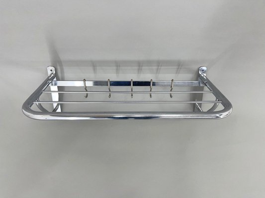 Bauhaus or Functionalist Chrome Wall Coat Hanger, 1930s-TZ-1441681