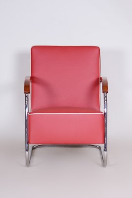 Bauhaus Red Tubular Cantilever Armchair from Mücke-Melder, 1930s-WHY-1768678