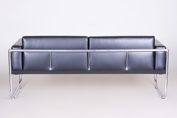 Bauhaus Sofa in Chrome-Plated Steel and Leather by Vichr a Spol, Former Czechoslovakia, 1930s-WHY-1776735