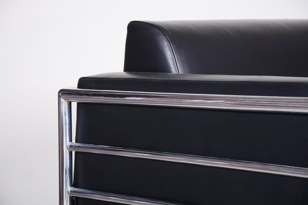 Bauhaus Sofa in Chrome-Plated Steel and Leather by Vichr a Spol, Former Czechoslovakia, 1930s-WHY-1776735