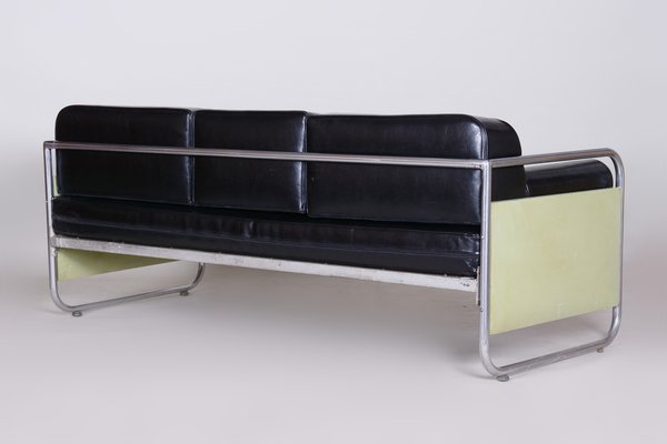 Bauhaus Sofa in Chrome-Plated Steel & High Quality Leather by Vichr a Spoly, Czech, 1930s-WHY-1776764