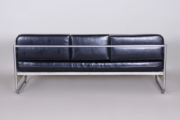 Bauhaus Sofa in Chrome-Plated Steel & High Quality Leather by Vichr a Spoly, Czech, 1930s-WHY-1776764