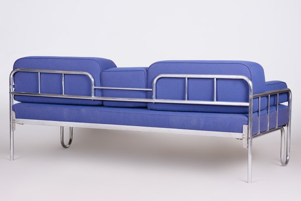 Bauhaus Sofa in Chrome-Plated Steel & New Upholstery, Czech, 1930s-WHY-1777980