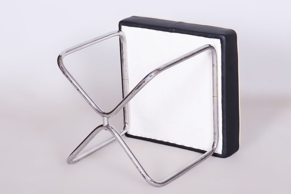 Bauhaus Stool in Chrome & Leather attributed to Marcel Breuer for Mücke Melder, Czechia, 1930s-WHY-1705679