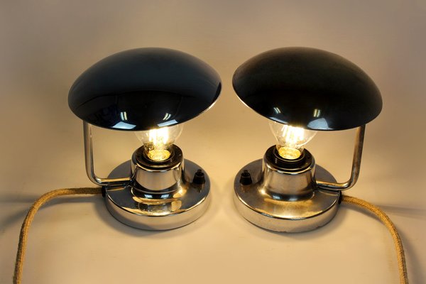 Bauhaus Style Chrome Table Lamps from Napako, 1940s, Set of 2-WVS-1791705