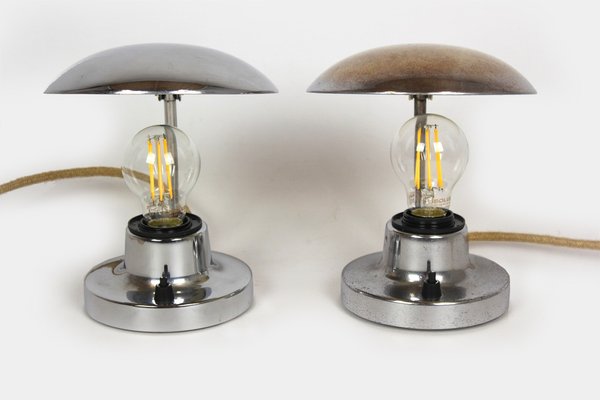 Bauhaus Style Chrome Table Lamps from Napako, 1940s, Set of 2-WVS-1791705