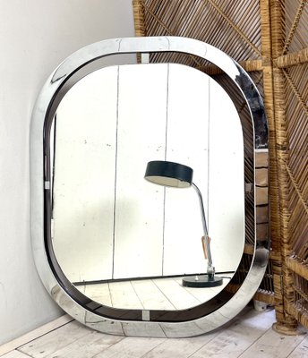 Bauhaus Style Chromed Steel Floating Mirror, France 1950s-WZZ-1338426