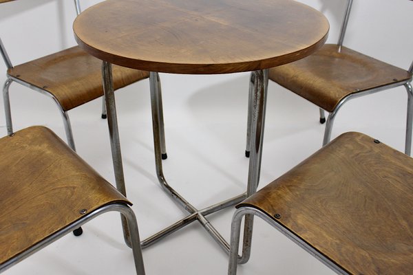 Bauhaus Style Dining Table & Chairs, Germany, 1930s, Set of 5-NB-1322863