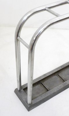 Bauhaus Style Modernist Umbrella Stand in Chromed Aluminum Tubular Metal, 1950s-RNR-2034768