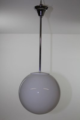 Bauhaus Style Opaline Glass Globe Ceiling Lamp, 1940s-ZWH-888503