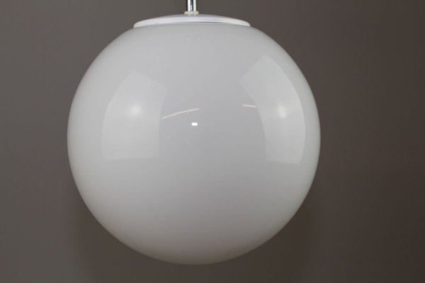 Bauhaus Style Opaline Glass Globe Ceiling Lamp, 1940s-ZWH-888503