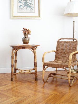 Bauhaus Style Rattan Coffee Table in Oak, 1920s-IND-1726542