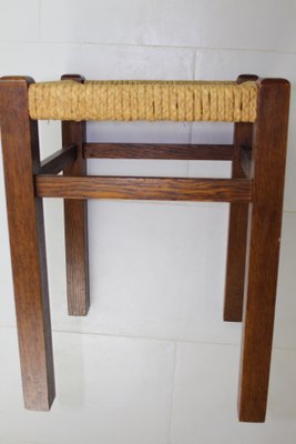 Bauhaus Style Stool with Cord Weave, 1930s-ZWH-870289