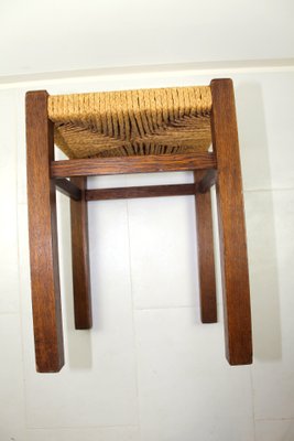 Bauhaus Style Stool with Cord Weave, 1930s-ZWH-870289