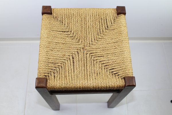 Bauhaus Style Stool with Cord Weave, 1930s-ZWH-870289