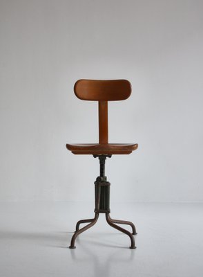 Bauhaus Style Swivel Desk Chair in Tube Steel and Beechwood by Fritz Hansen, 1930s-WRF-1270419