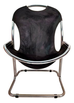 Bauhaus Style Tubular Metal and Faux Leather Collection Chair, 1970s-FIP-1145704